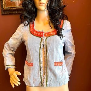 Free People Multicolor Embellished Blouse